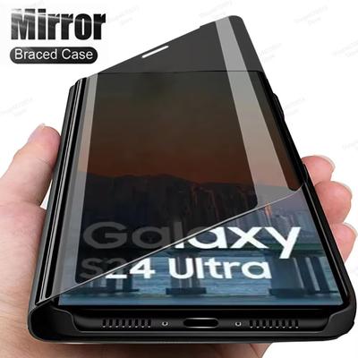 Custodia Flip Specchio di Lusso Per Samsung Galaxy S26 S25 S24 S23 S22 S21 S20 FE Ultra Plus Note 20 Ultra A07 A17 A16 A26 A36 A56 A34 A55 A54 Copertura in Pelle
