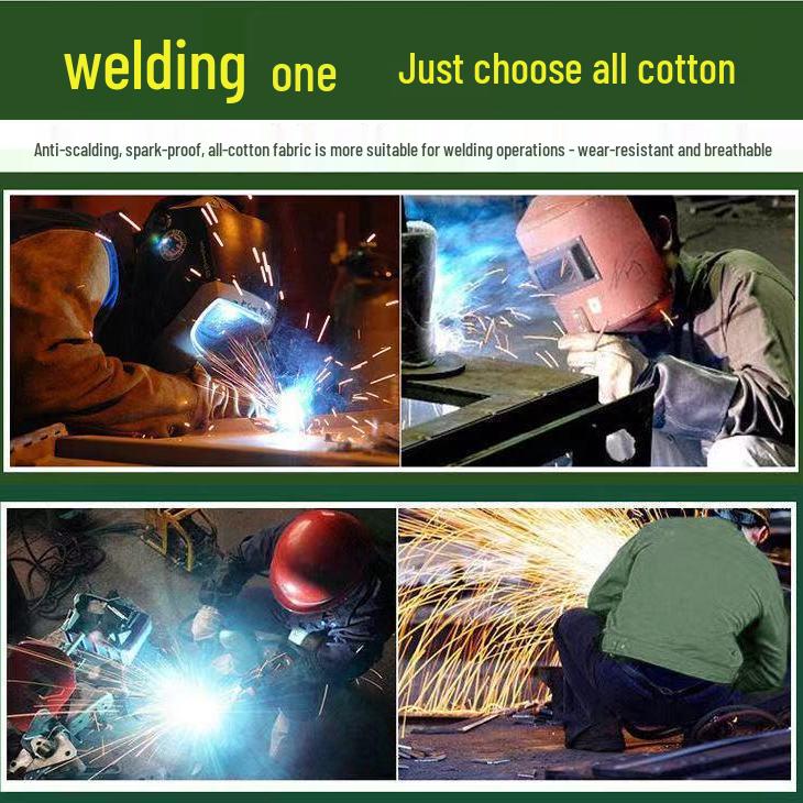Thickened Wear-Resistant Workwear Set: Spring/Autumn Anti-Scald Protection Suit for Men, Ideal for Workshop, Construction, Auto Repair, Welding.