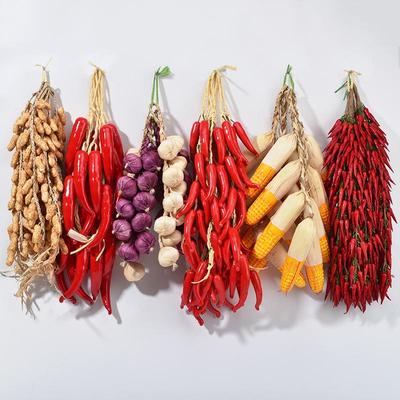 Farmhouse Five-Grain Simulation String Decoration: Fake Hanging Chili, Peanuts, Corn, Red Chili for Restaurant & Kitchen Decor