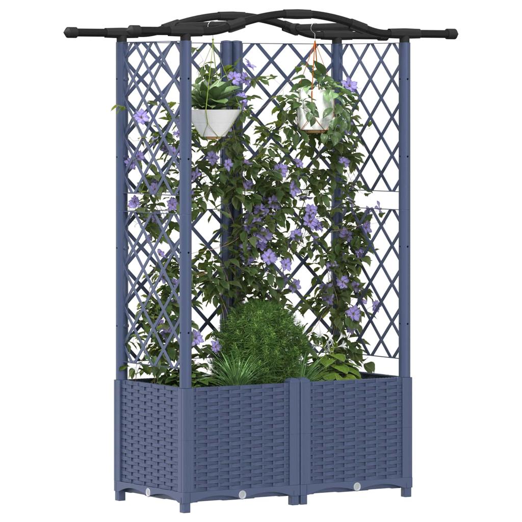 Raised Garden Bed with Trellis and Hanging Roof Gray 122 X 40 X 141 Cm PP