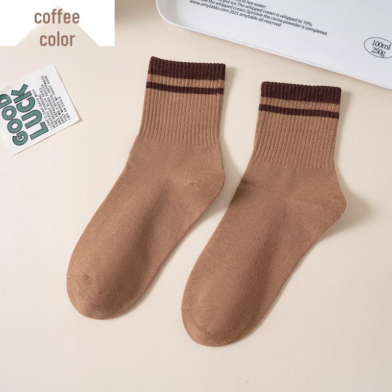 

Женские толстые полосатые носки до середины икры Langsha для осени и зимы - Доступны в черном, белом, сером, коричневом и бежевом цветах. One Size