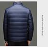 Men's Lightweight Stand Collar Down Jacket - Warm, Trendy, Versatile Dad Style Winter Coat with 90% White Duck Down.