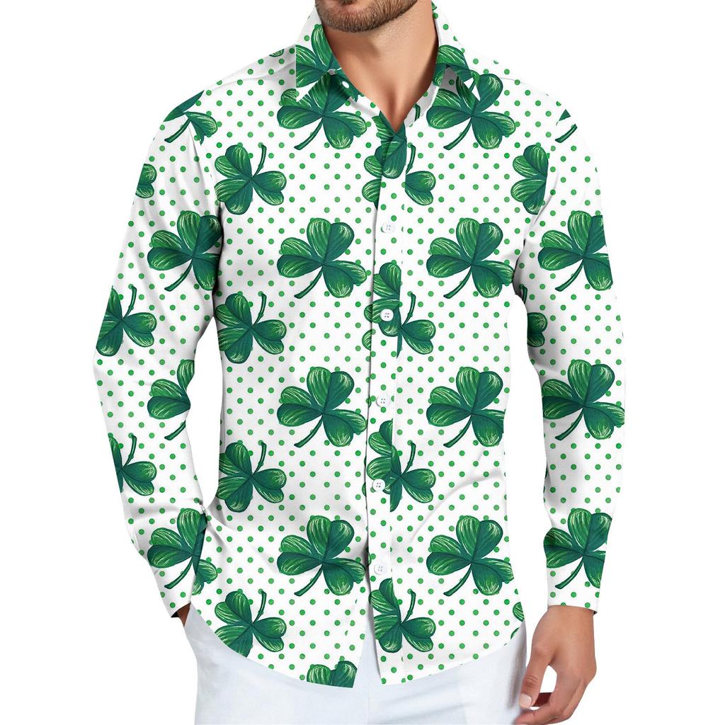 Pánská košile s vánočním potiskem, dlouhý rukáv, na knoflíky