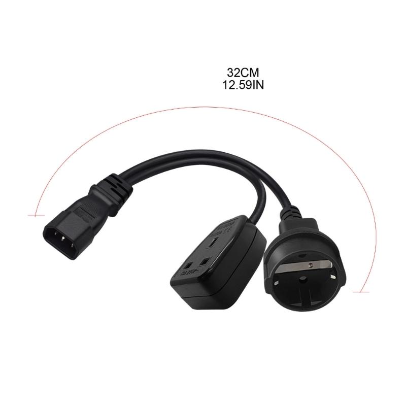 IEC320 C14 to UK 13A +EU4.8mm AC-Power Adapter Cable, 3 Terminals Male to Female Power Connector Cord Wire
