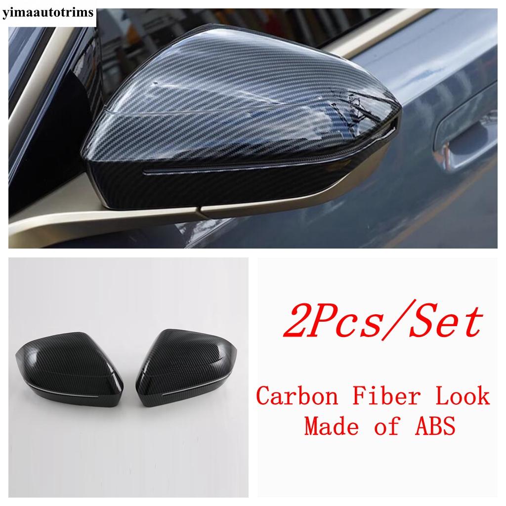Rearview Mirror Cap / Door Handle Bowl Frame Decoration Cover Trim ABS Carbon Fiber Accessories For BMW 5 Series G60 2024 2025