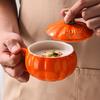 Keramik Halloween Cartoon Kürbis Tasse mit Löffel und Deckel Trinkbecher Obstsalatschale Joghurt