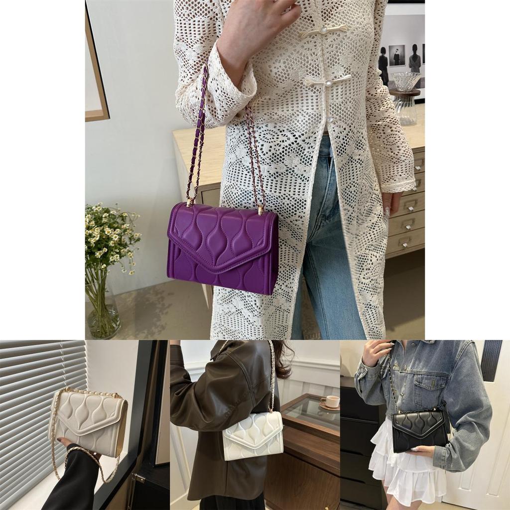 Stylish Black White Purple And Fuchsia Crossbody Chain Bag For Trendy Casual Outfits With Versatile Chic Design