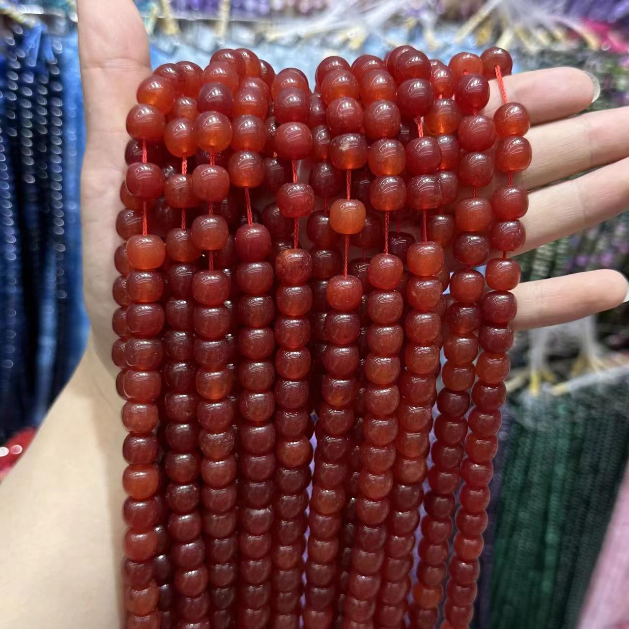 

9x10 Натуральні намистини халцедону: Різнокольорові бочки з морганіту, турмаліну, амазоніту для виготовлення ювелірних виробів своїми руками 9*10mm (about 40 beads) per strand