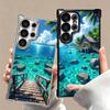 Summer Beach Sea Palm Tree Vacation Plating Phone Case For Samsung Galaxy S24 S25 FE S26 Edge S23 Ultra S22 S21 Plus S20 Anti-Fa