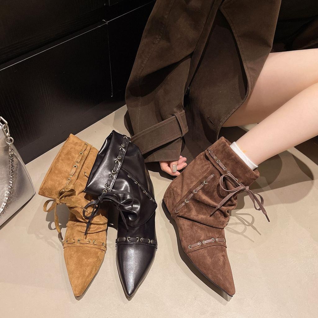Stivali bassi con rialzo interno a punta francesi per bambini, nuovi estate e autunno 2025, stivaletti western cowboy merard, stivali Martin