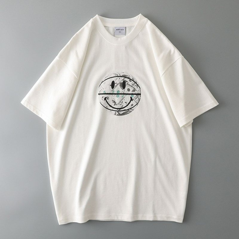 Heavy Cotton Printed Men s round-Neck Short-Sleeved T-shirt White L