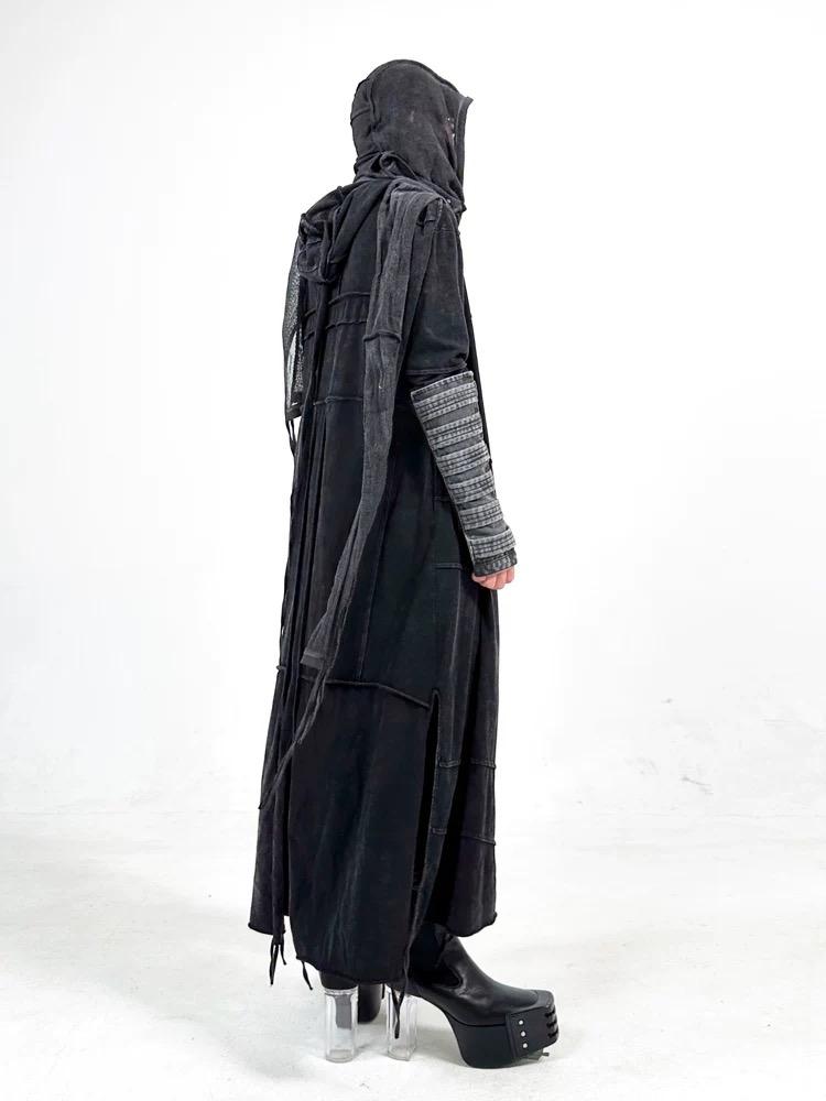 Punk Techwear Style Pure Cotton Mesh Vintage Scarf Men Women Distressed Irregular Design Gothic Hip Hop Tactical Shawl Wraps
