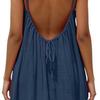 Women's Backless Cami Dress Solid Sleeveless Mini Dress Above Knee A-Line Skirt Soft Breathable Fabric Summer Beach Casual Travel Dress