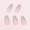24 Pieces Ballet Press on Nail Glitters French Tips Designs Glossy Full Cover Artificial Nail for Women Nail Accesories