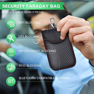 Faraday Bag Car Key Storage Organizer Wear Resistant Signal-Blocking Anti-theft Portable Car Key Case Faraday Pouch