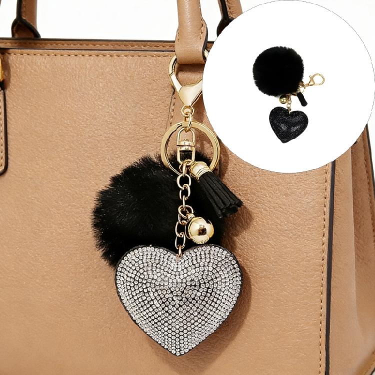 Adorable Mini Heart Key Ring Decorated With Beads And Metal Fringes Decoration Keychain Ornament Bag Hanging Charm