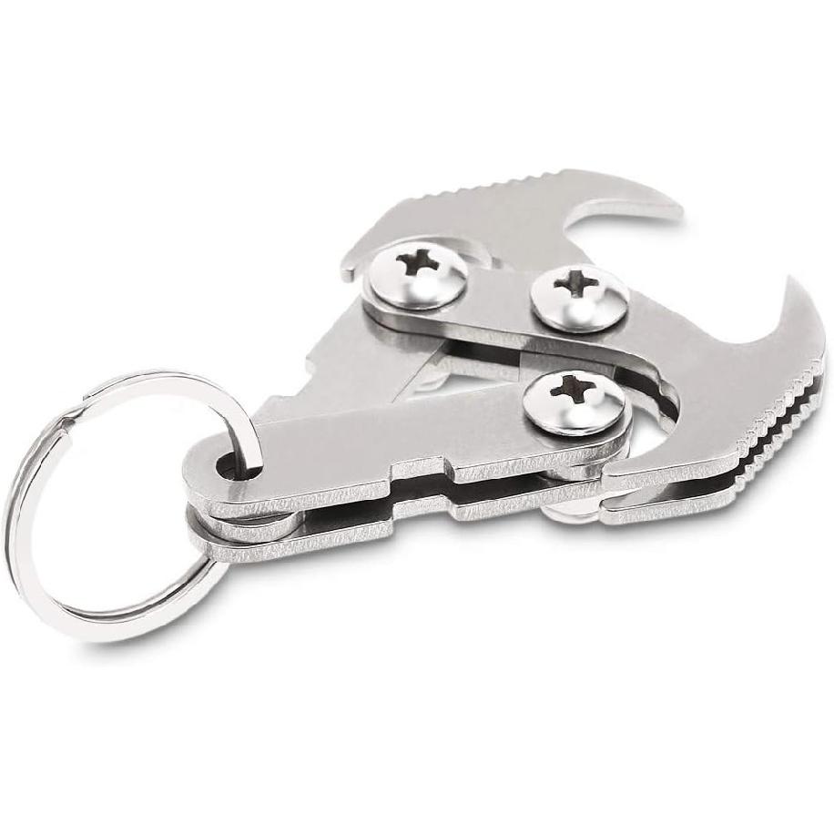 Grappling Gravity Hook Survival Carabiner Stainless Steel Multifunctional Rescue EDC Tool Tactical Emergency Key Chains for Outdoor Climbing