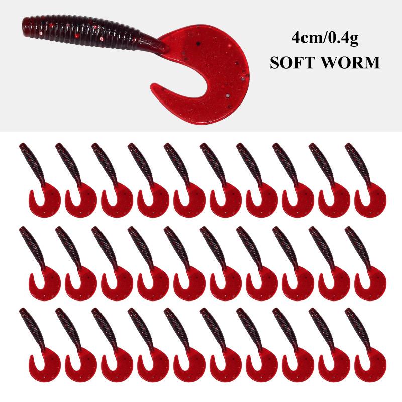 

Рыболовный набор с мягкой приманкой и спиральным хвостом 4 см, грузилом и крючками 50 pieces per bag (random colors)