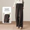 Women's Acetate Wool Blend High-Waist Straight-Leg Pants