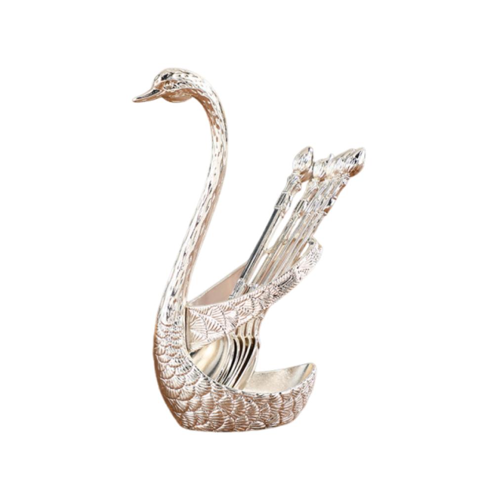 Elegant Swan Tableware Set Luxury Dessert Cake Forks Swan Holder Coffee Spoons  Daily Use