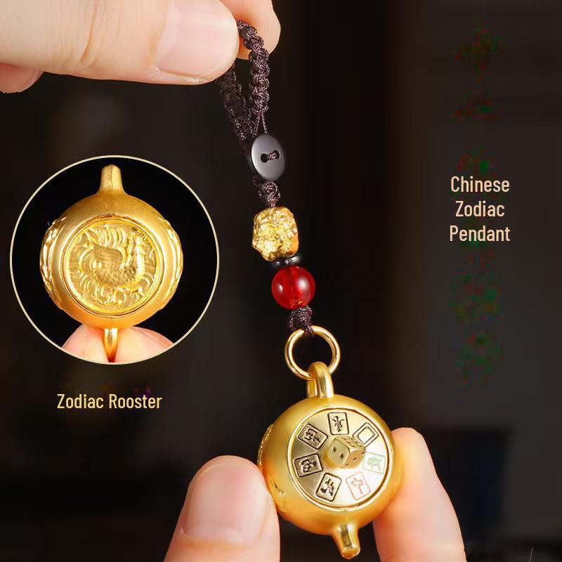 Drehendes Glück Chinesisches Tierkreiszeichen Teekanne Schlüsselanhänger Anhänger