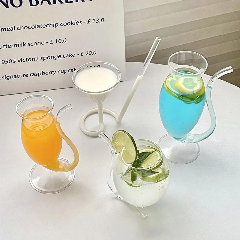 Unregelmäßiges Transparentes Glas Tasse Cocktailgläser Eiskaffee Becher Teetasse Saftglas Milch Wasser Tassen Trinkgeschirr für Heimbar