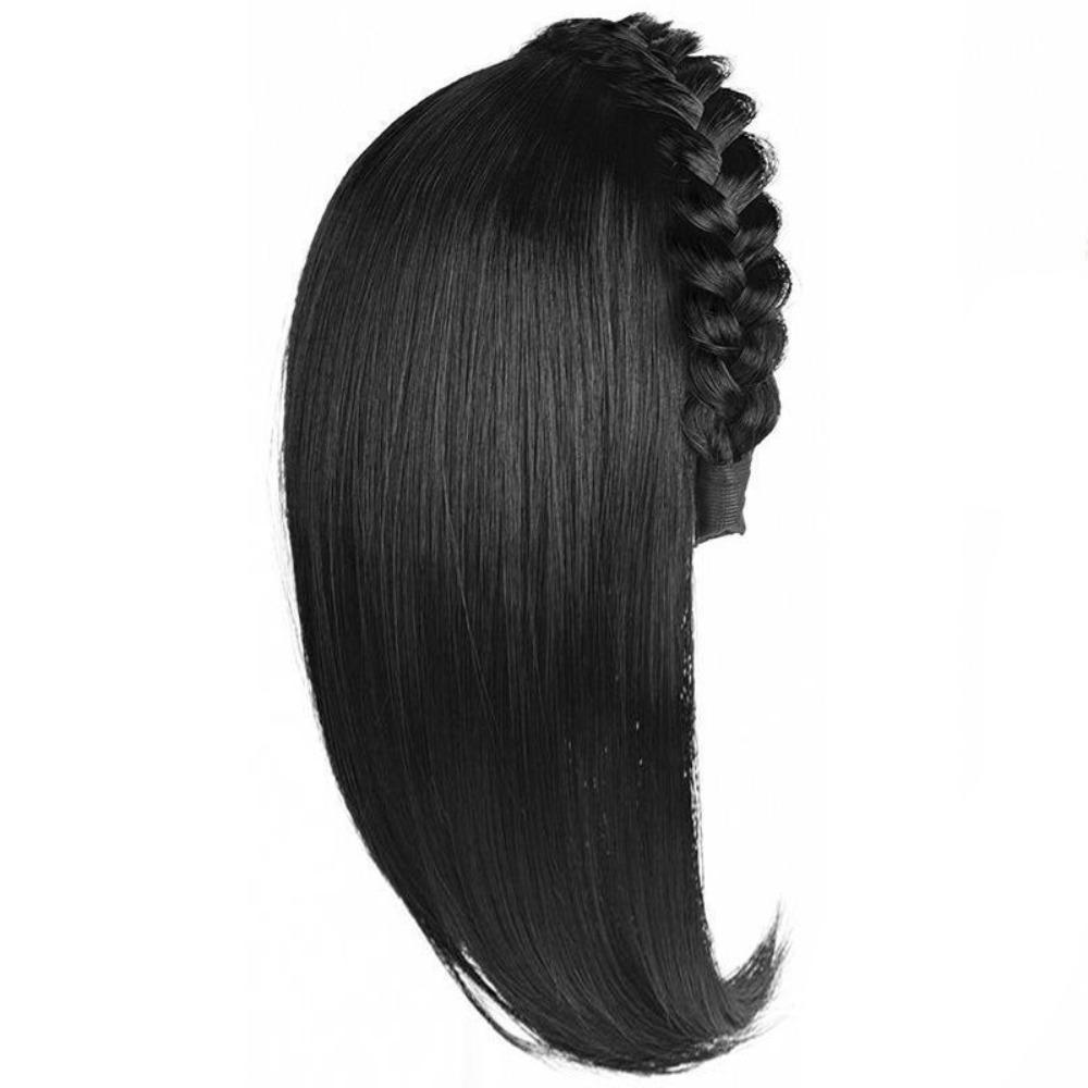 Clip In Half Headband Wig Hair Hoop Wig Replacement Block Twist Braided Fishbone Hairpiece  Party