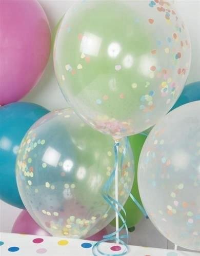 Balony Przeźroczyste Z Konfetti Mix, 1 Kpl.
