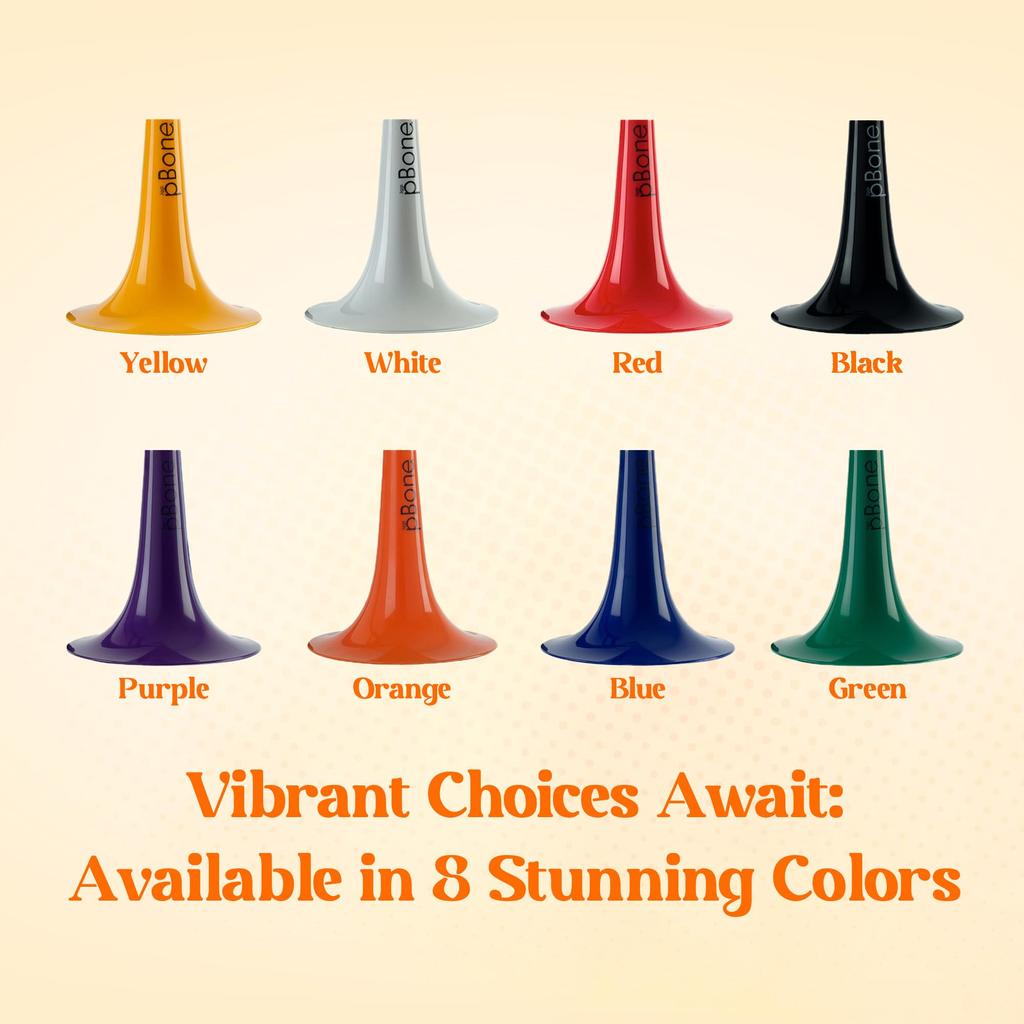 pInstruments pBONE Tenor Trombone In Plastic Wind Made of Lightweight and Durable ABS with Antibacterial Black Mouthpiece and Carrying Bb, Instrument,