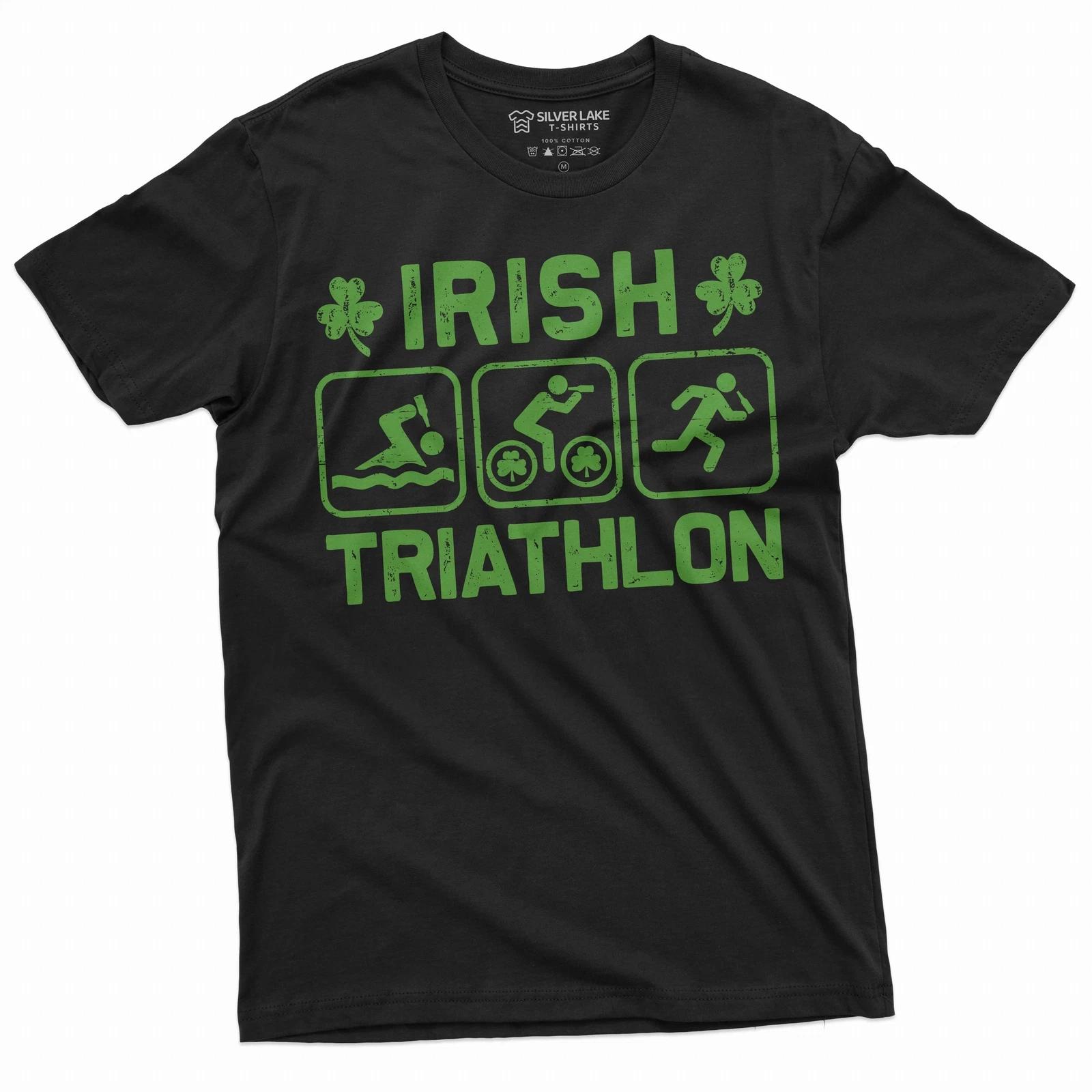 Funny Saint Patrick s day Irish Triathlon T-shirt Party Pub Humorous Shirt M
