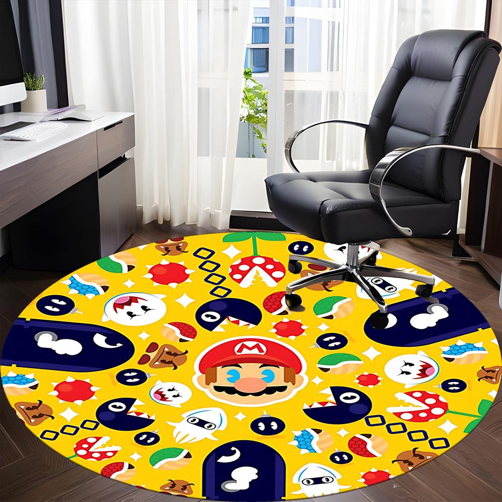 1pc Mario Characters Office Round Area Rug, Under Office Chairs Bedroom Living Room Home Decor, Room Deco, Available in Various Sizes235