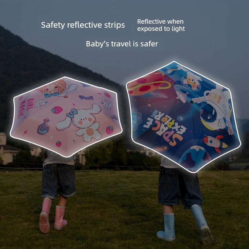Children's Safety Umbrella, Anti-Rebound, for Girls, Elementary School Students, Dual-Use for Sun and Rain, Fully Automatic Folding for Girls and Boys