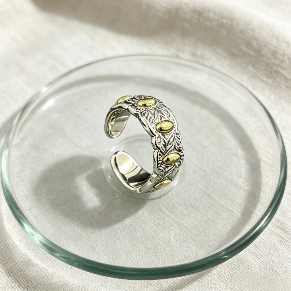 Gold & Silver Color Block Adjustable Rice Ring - Personalized Fashion Jewelry