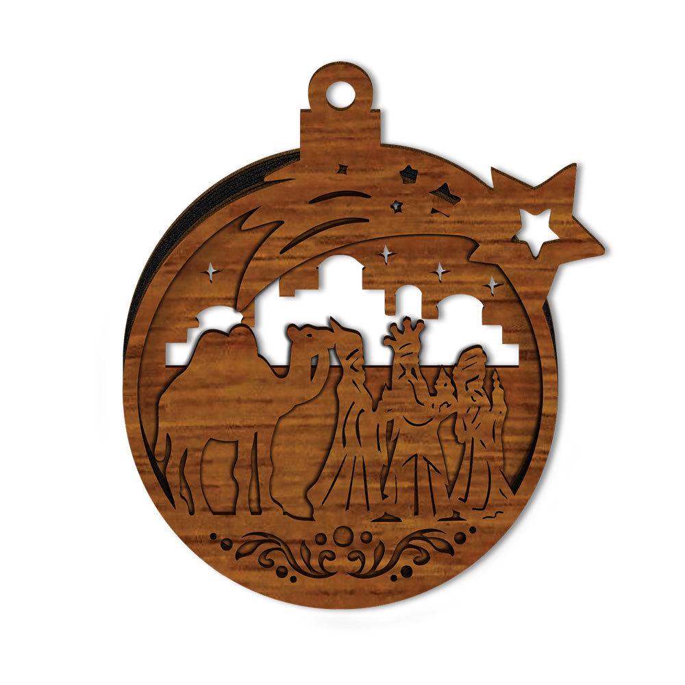 MZ1249-1262 Luminous Wooden Christmas Pendant & Magnet Set