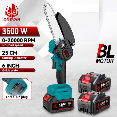 6 Inch Brushless Electric Chainsaw 3500W Cordless Rechargeable Woodworking Garden Pruning Saw Tool for Makita 18V Battery