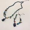 Adjustable Collarbone Chain Colorful Specter Pendant Necklace Stylish Beaded Bracelet Perfect for Fashion Enthusiasts