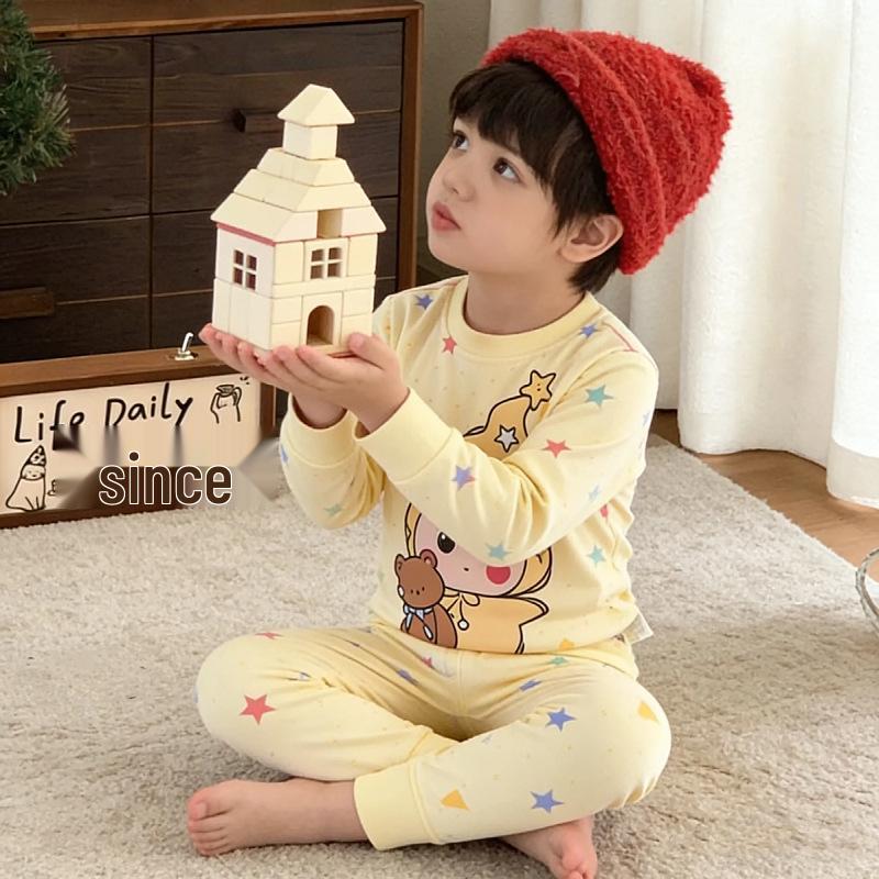 Warmer Kinder-Schlafanzug-Set für alle Jahreszeiten: Zweiteilige Herbst-Schlafanzüge für Jungen und Mädchen