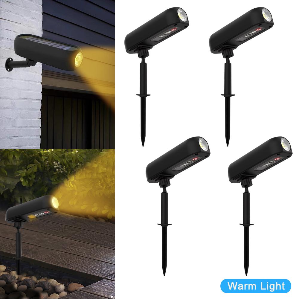 4PCS Solar Lawn Lights Outdoor LED Landscape Spotlights Wall Light Security Waterproof Adjustable Yard Lawn Driveway Tree Garden