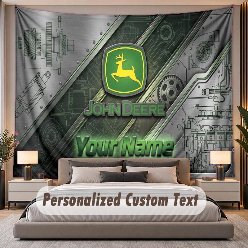Benutzerdefiniertes Namens-Text-Wandteppich John Deere Personalisierter Polyester-Wandteppich für Schlafzimmer und Zimmer