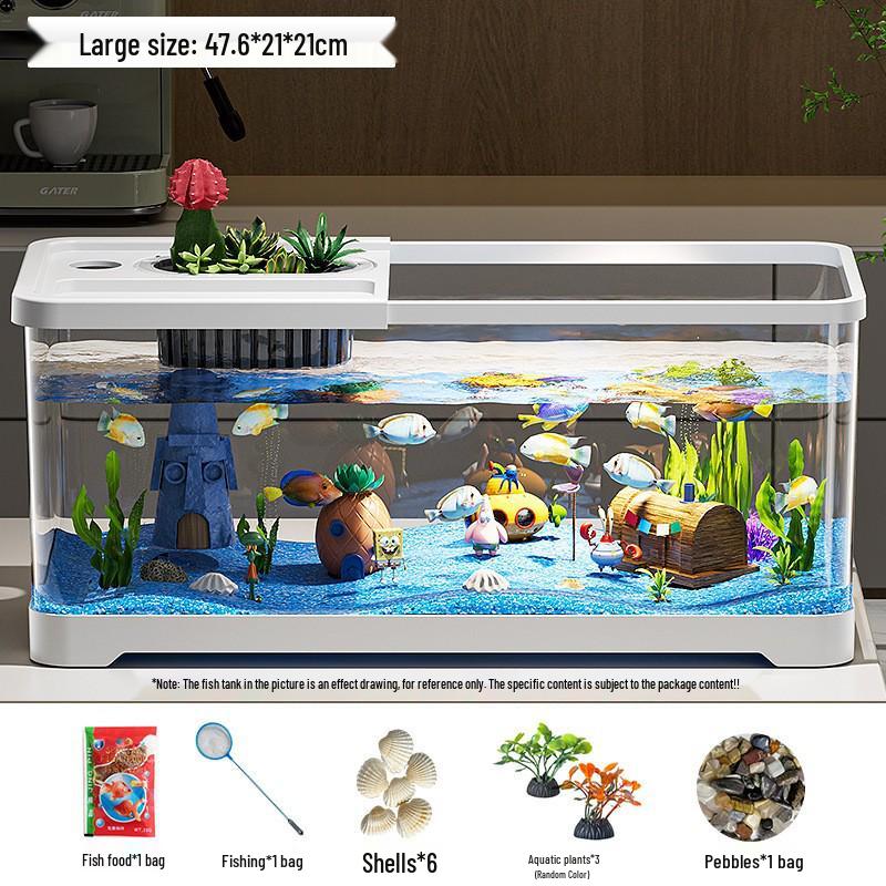 Premium Desktop Aquarium with Ecological Filtration and Oxygenation - High Transparency Fish and Turtle Tank for Home or Office