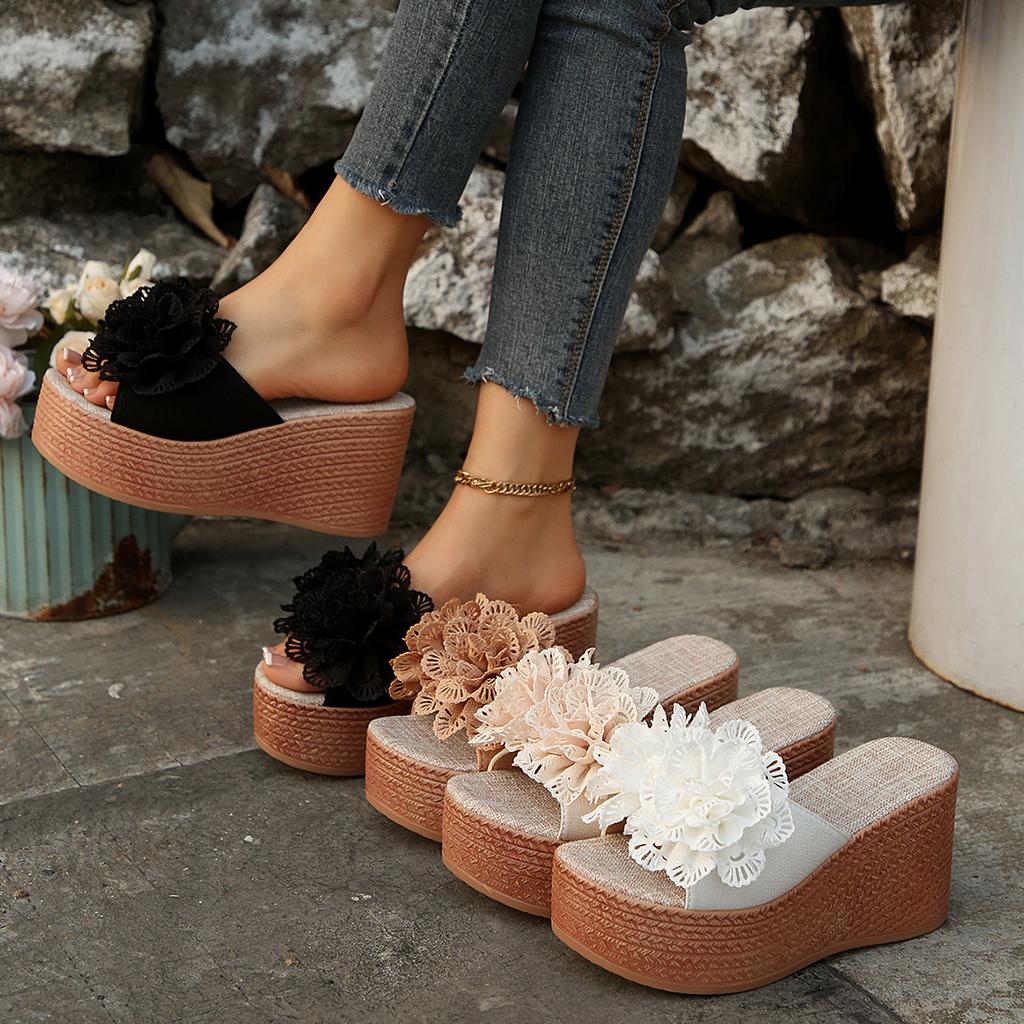 Summer 2026 Fashion Women Slip On Platform Wedge Peep Toe Plus Size Shoes for Women 36-43 Non-slip Sandals Casual Women Slippers