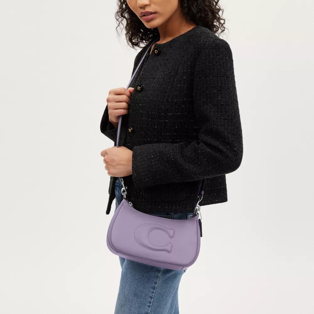 Coach Teri 24 Top-Reißverschluss Glattes Leder Handtasche Damen Handtaschen Silber Hell-Lila CR099-SVIZ