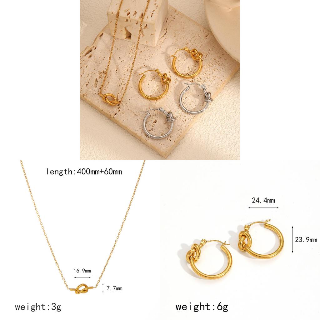 Geometric Stainless Steel Earring Set For Women Modern Style