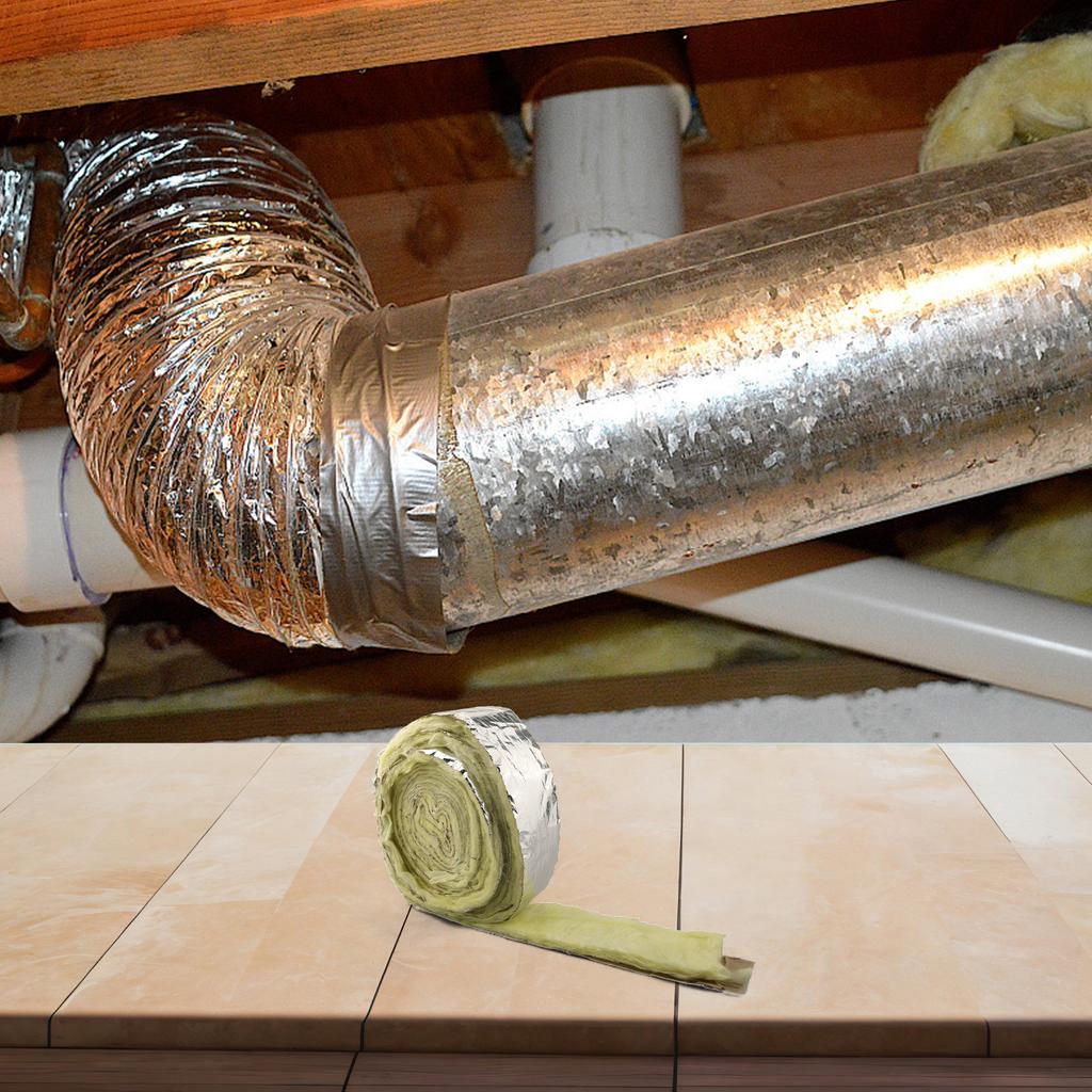 1 Rolle 32,8 Fuß Folienbeschichtete Glasfaserrohrisolierungswicklung für Außen- und Innenrohrwickelband Wärmeschutz Rohrisolat