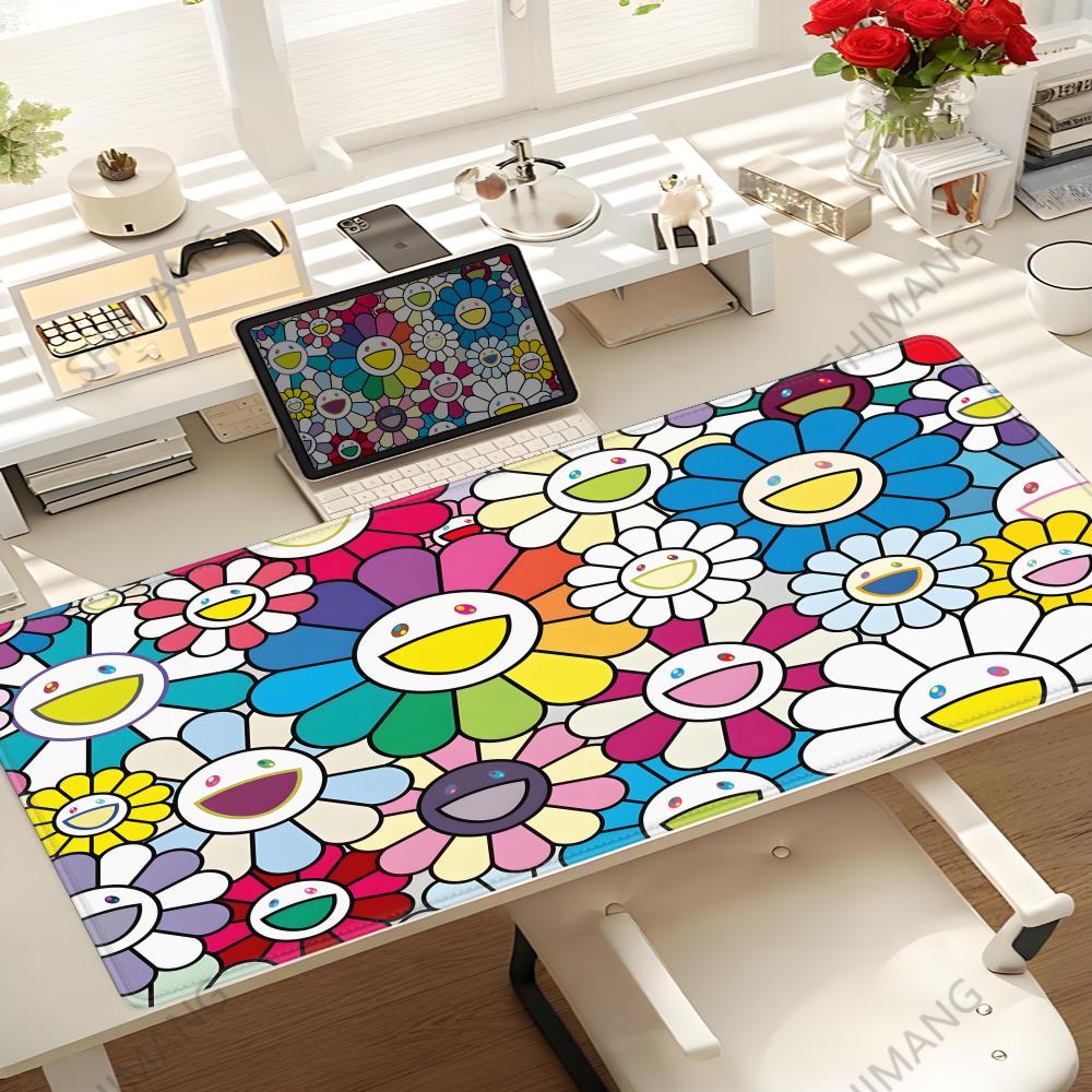 Flower TTakashi Art MMurakami Large XXL Table Mat Student Mousepad Gamer Computer Keyboard Pad Games Pad Desktop Mat