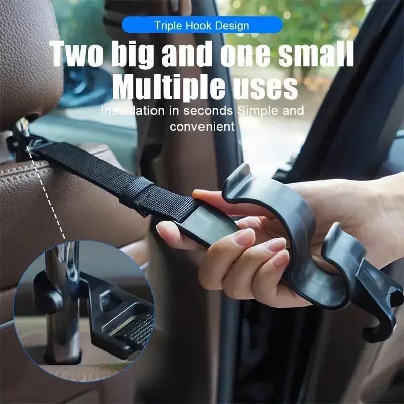 Car Back Seat Hook Multi-function Rear 2pcs Seat Headrest Hanging Hook Umbrella Holder Seat Back Storage Interior Organizer