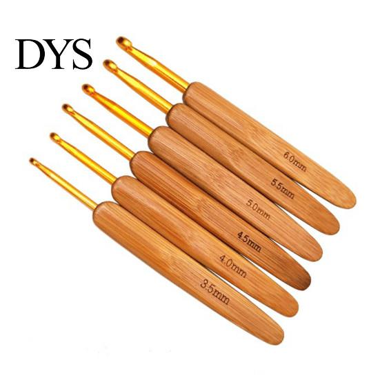Crochet Supplies 6/11Pcs Bamboo Handle Hook Set, 0.5-3MM/3.5-6MM Knitting Needles, Needles Ergonomic Wooden Hook, &