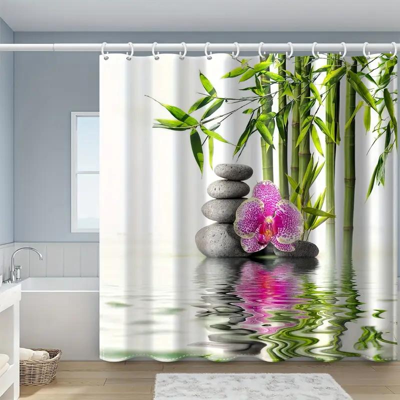 Caryophylla Orchid Pattern Shower Curtain Hook, Waterproof Shower Curtain, Bathroom Partition, Bathroom Curtain, Home Decoration