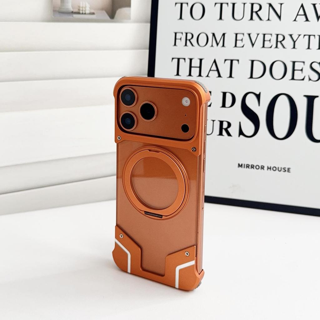 Original Color Metal Magnetic Rotating Bracket Case for Apple 17 Pro Max - Drop-Proof & Borderless Design