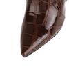 Q/Women's High Heel Boots New Fashion Pointed Thick Heel Crocodile Skin Pattern Large Size Boots